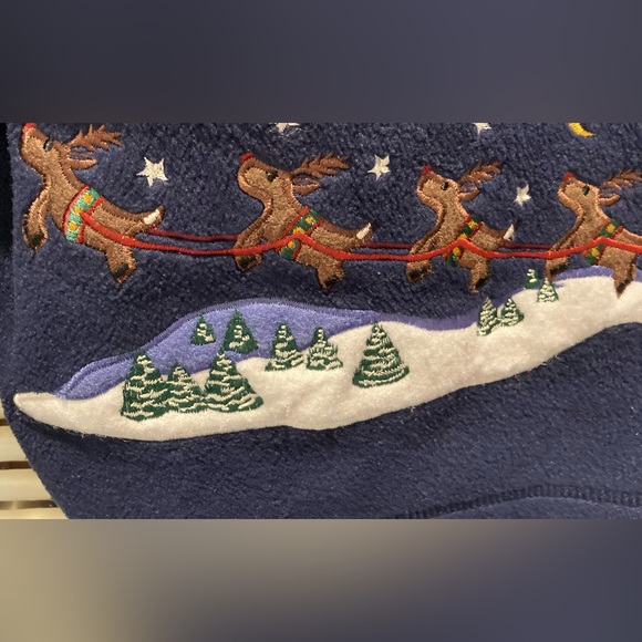 C&B Sport Christmas Button Down Navy Blue Fleece Cardigan Sz 1X - Picture 6 of 8